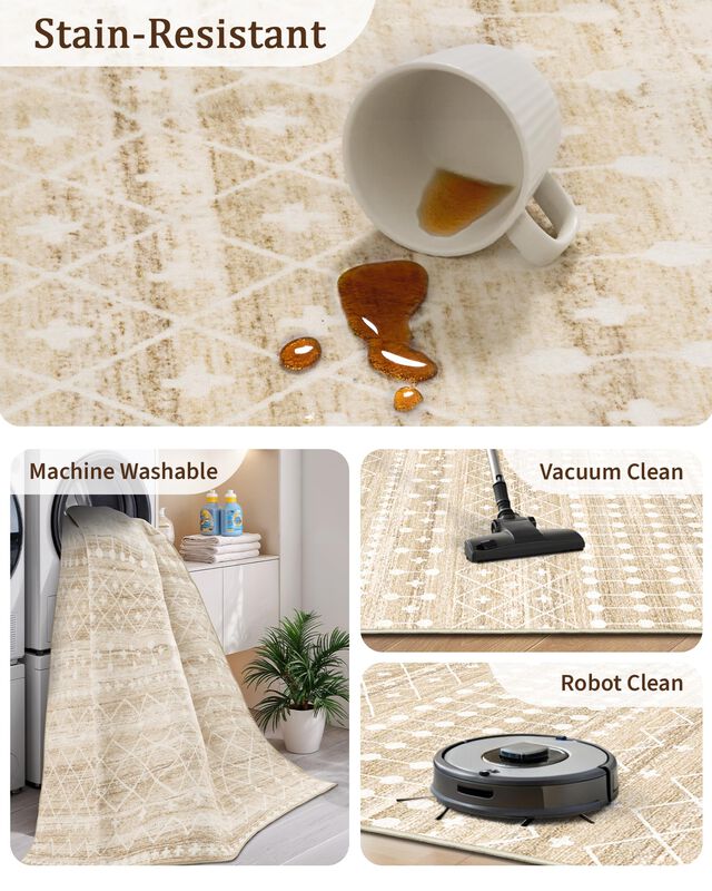 Alfombra Miukiki 147x178 Cm Lavable Beige Antid... image number null