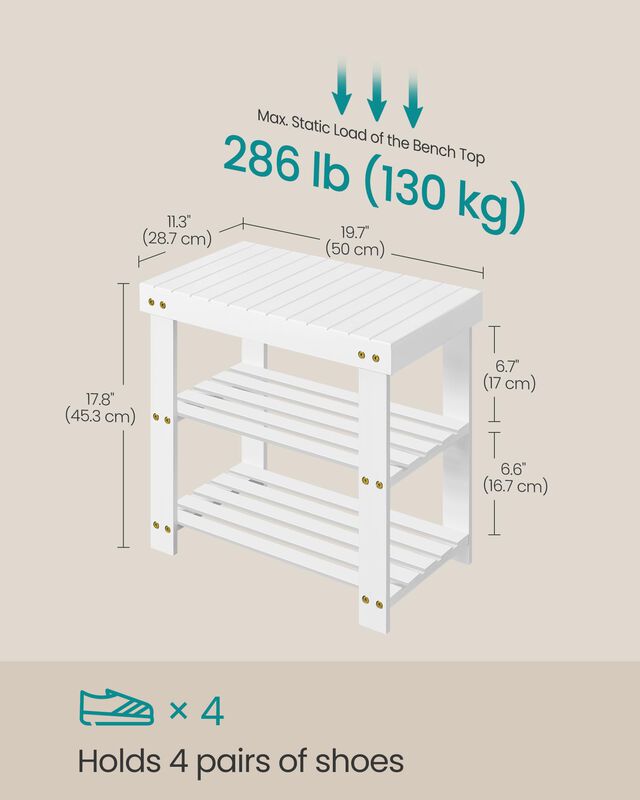 Banco Songmics Para Zapatos De Bamb&uacute; 29x50x45 C... image number null