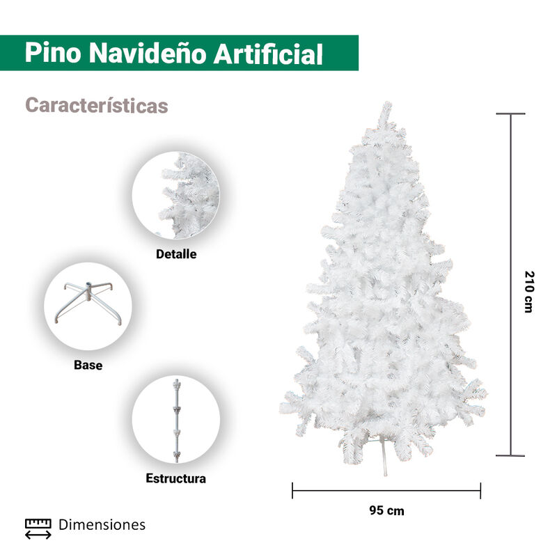 Árbol Navideño Blanco Artificial Cepillo 210 Cm... image number null