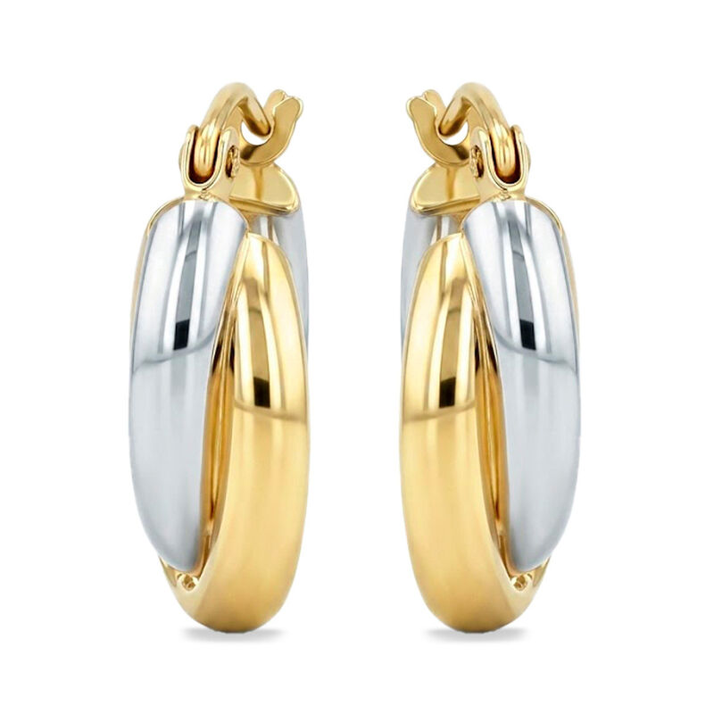 Arracadas De Oro Amarillo Y Blanco 14k (10 Mm A... image number null