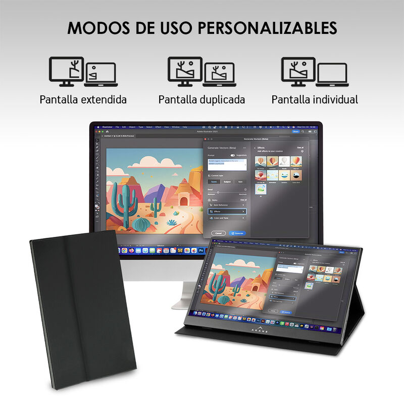 Monitor Portátil Full HD 15.6” para Laptop, Cel... image number null