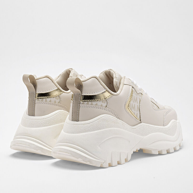Moramora Tenis urbano para mujer beige dorado image number null