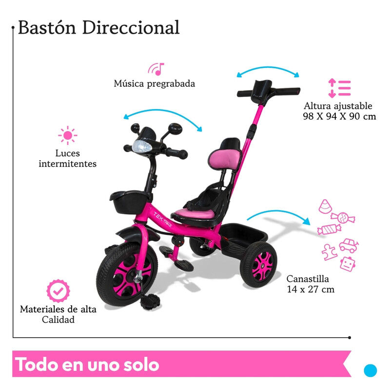 Triciclo C/ Bast&oacute;n Dirigible Torreta Musical y ... image number null