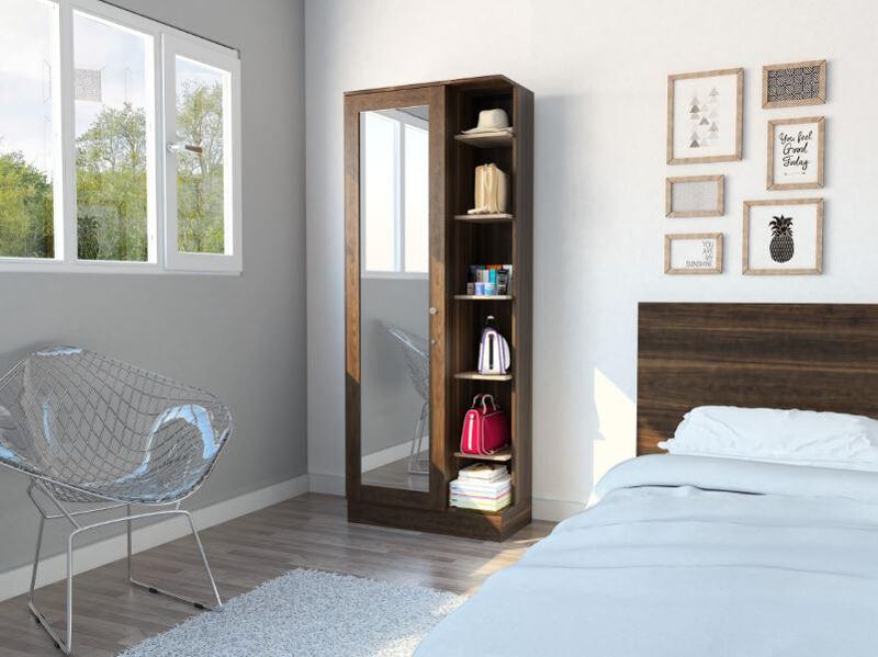 Closet Lara Con Espejo Caoba Virtual Muebles image number null