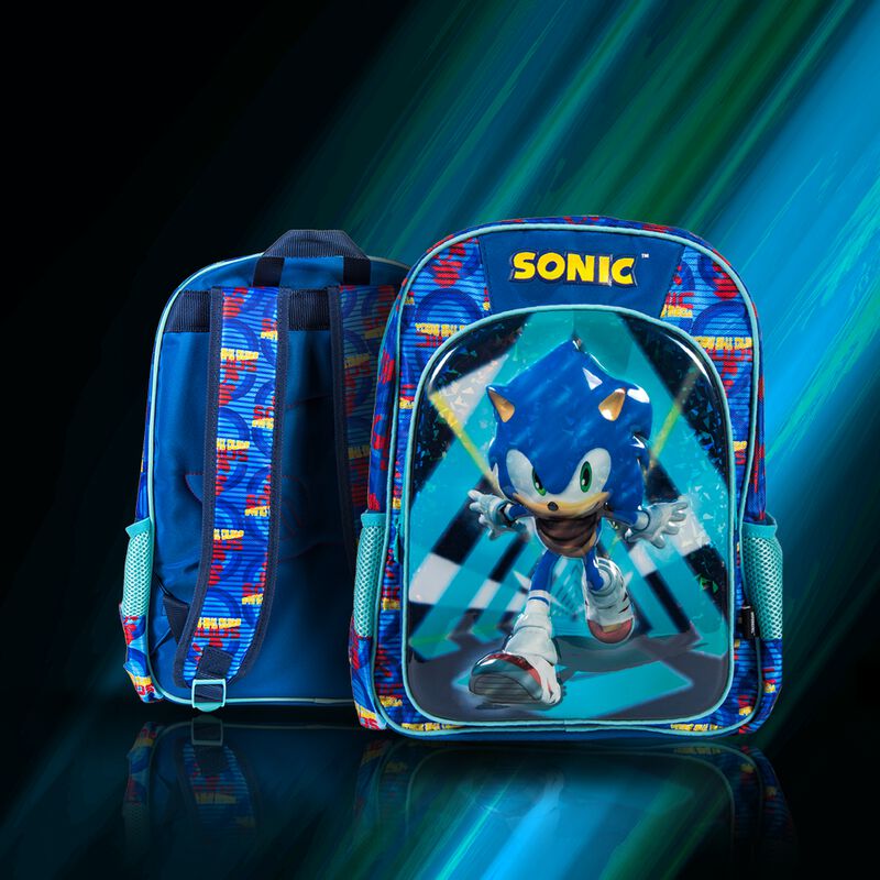 Mochila Sonic con diseño de personaje, azul, co... image number null