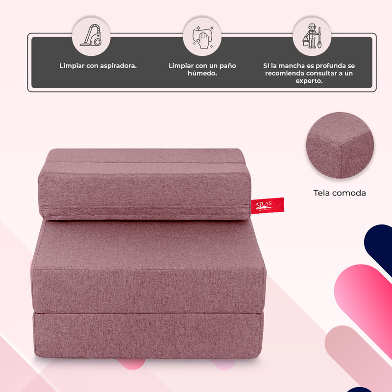 Sillón Plegable Tipo Puff Atlas Basics Rosa image number null
