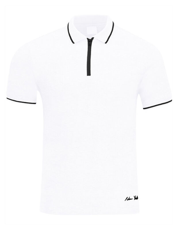 Playera Casual Cuello Con Cierre Hombre Blanco ... image number null