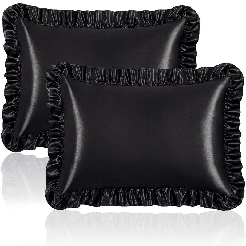 Pack De 2 Fundas De Almohada Satinadas Negras C... image number null
