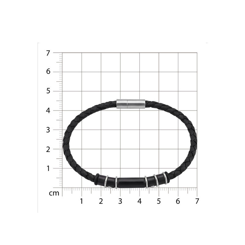 Pulsera De Acero Color Blanco Y Negro Con Piel ... image number null