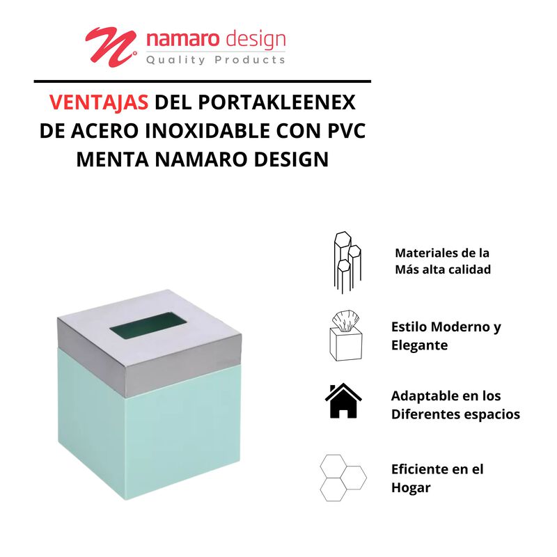Portakleenex De Acero Inoxidable Con PVC Menta ... image number null