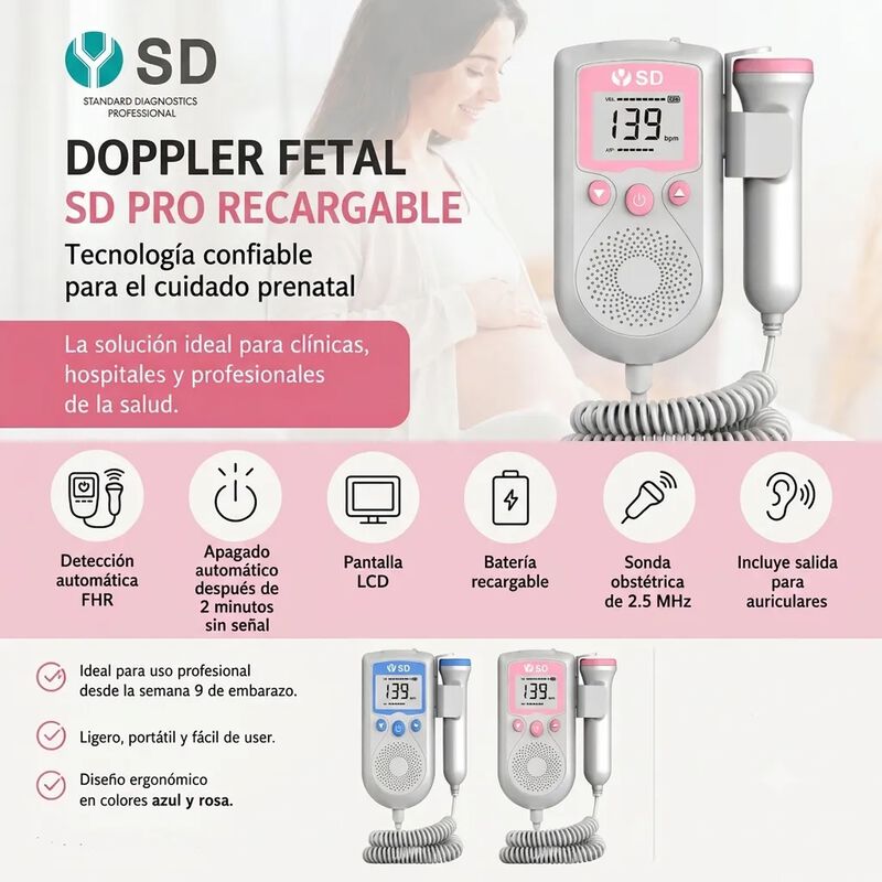 Doppler Fetal Recargable 2.5mhz Detecci&oacute;n Autom... image number null
