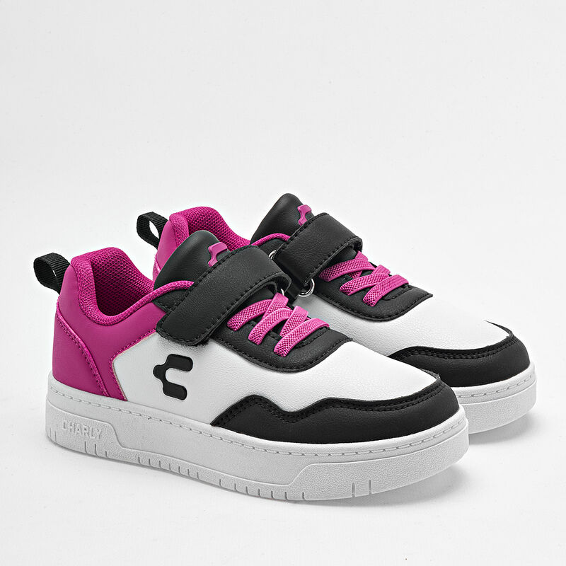 Charly Tenis urbano para ni&ntilde;a blanco negro fucs... image number null