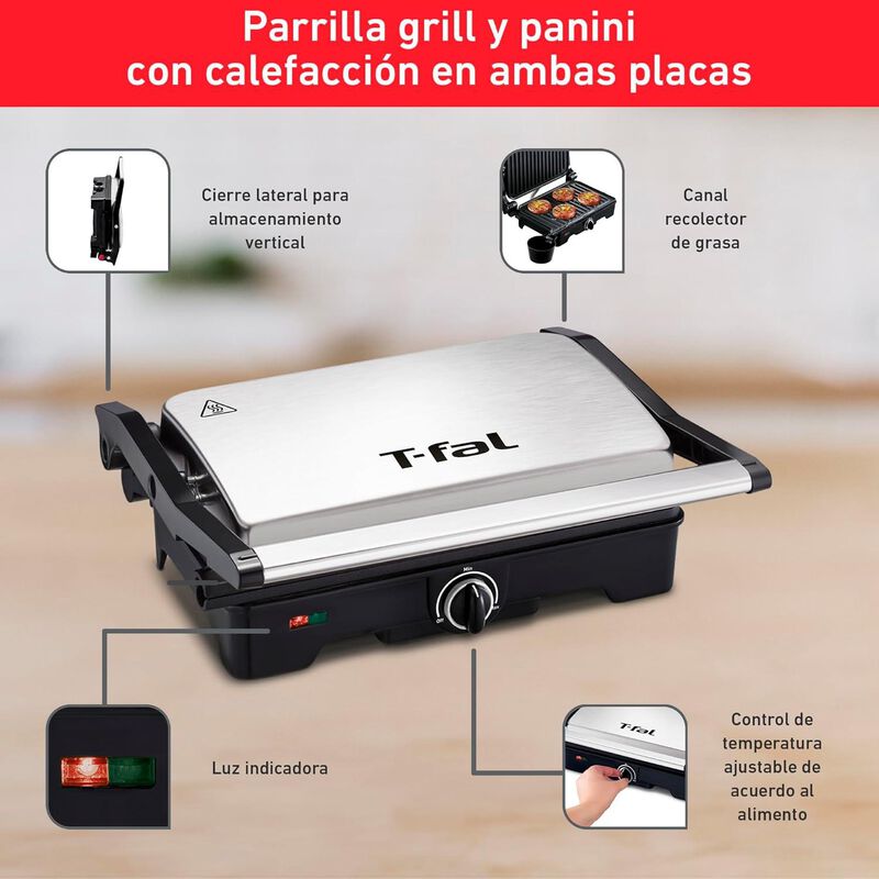 Parrilla Panini T-fal Sw3332dmx Antiadherenteac... image number null