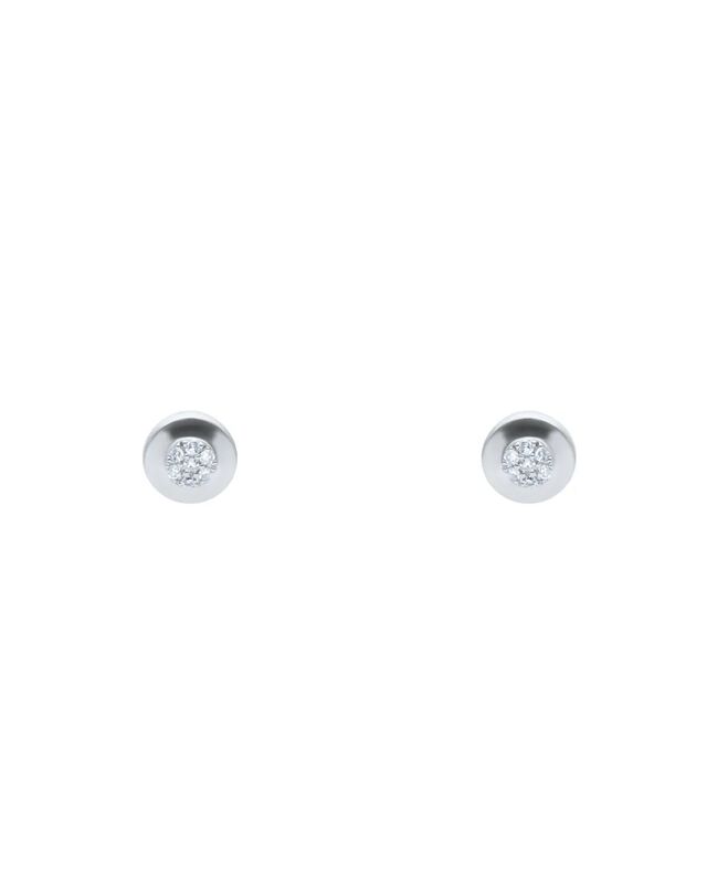 Broqueles De Oro Blanco 14k Con 3 Pts De Diaman... image number null