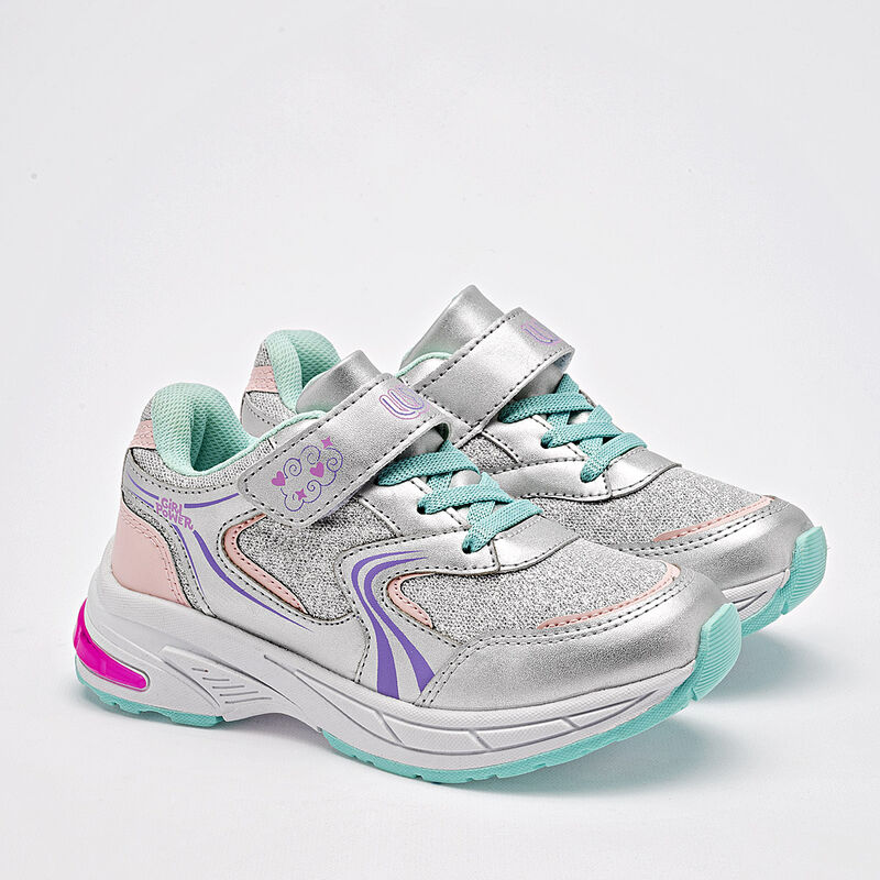 Lux-10 tenis para ni&ntilde;a plata rosa cod 140588-D image number null