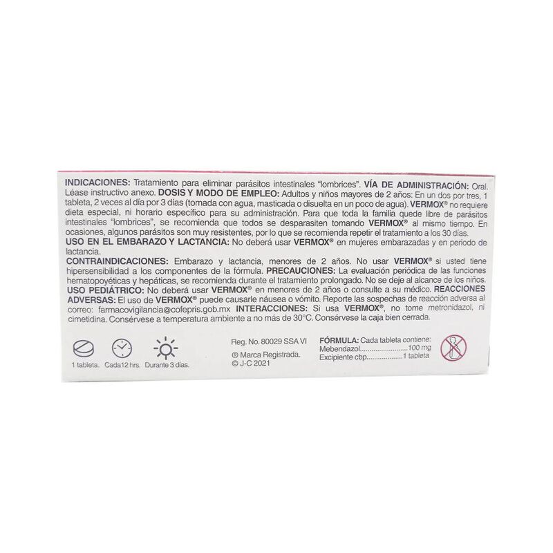 Vermox 100 Mg 6 Tableta(s) image number null