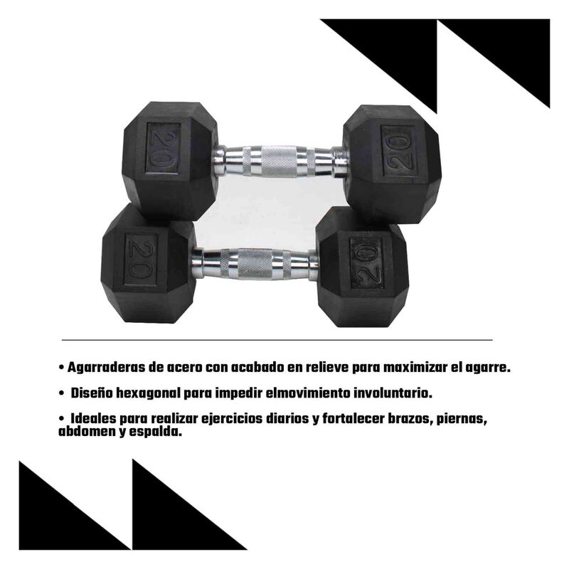 2 Mancuernas Hexagonales 20lb Set Pesas Gym Fit... image number null