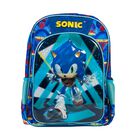 Mochila Sonic con diseño de personaje, azul, con bolsillo para botella