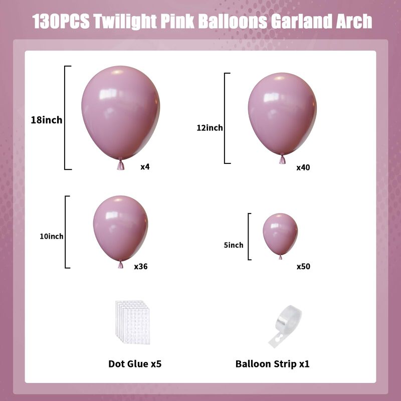Kit De Arco De Globos Fqzylch 130 Piezas Lavand... image number null