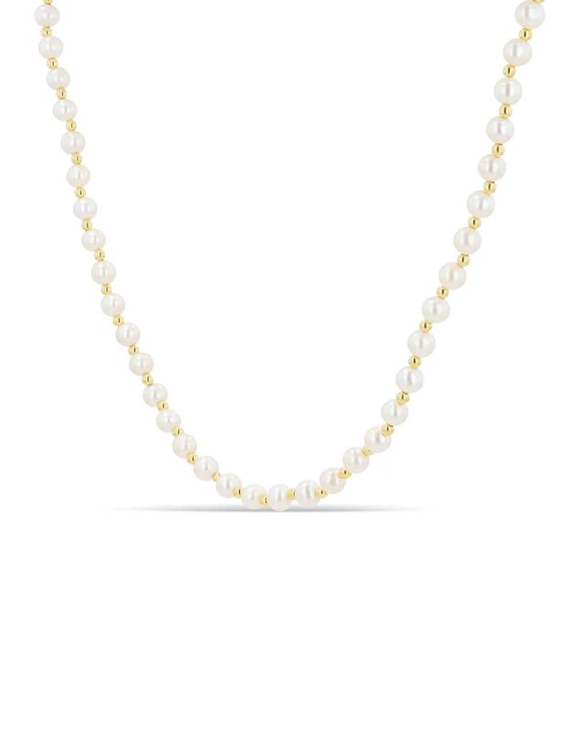 Collar De Perlas Blancas Y Oro Amarillo 14k (43... image number null