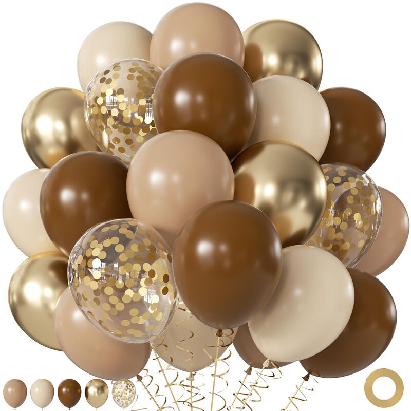 Globos Joyfloat 60 Piezas 30 cm Marr&oacute;n Y Dorado... image number null