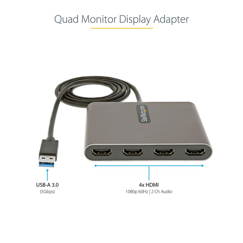 Adaptador Usb 3.0 A Hdmi Cu&aacute;druple Startech.com... image number null