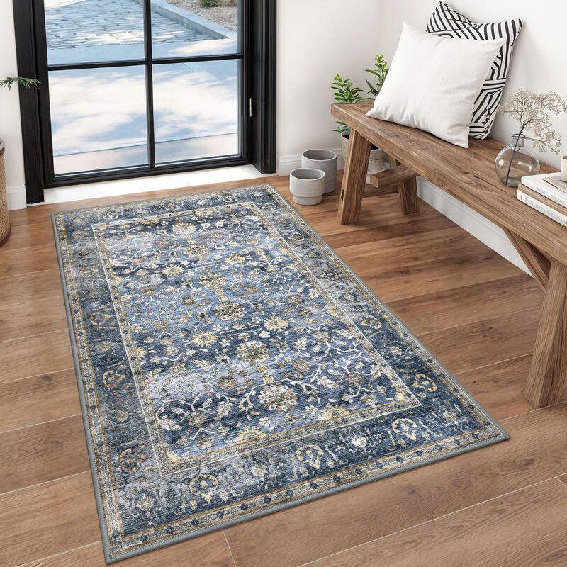 Alfombra Kuta 91x150 Cm Vintage Floral Lavable ... image number null