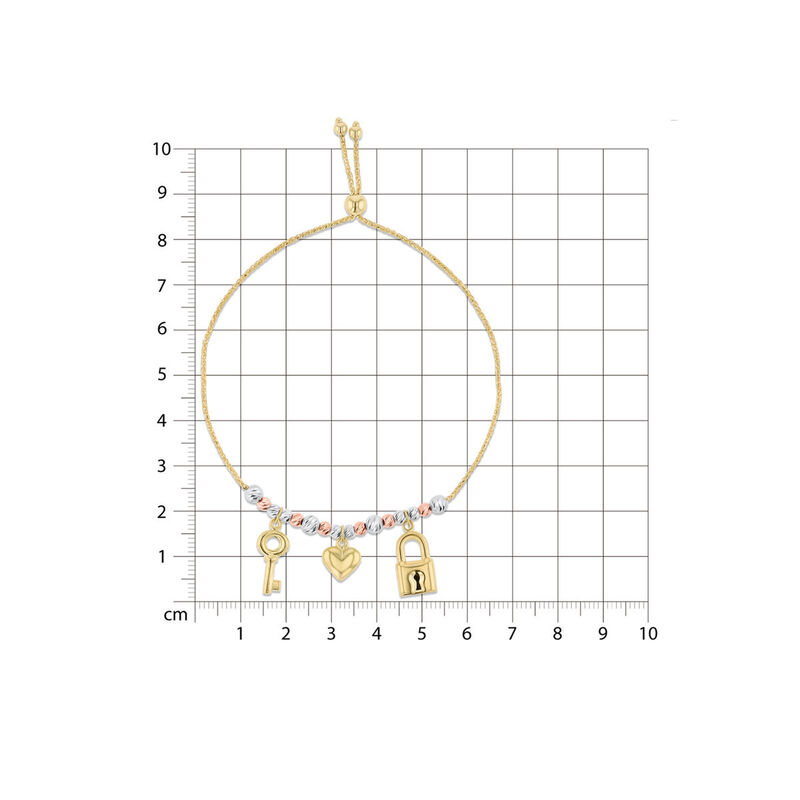 Pulsera De Oro Florentino 14K Con Llave, Coraz&oacute;... image number null