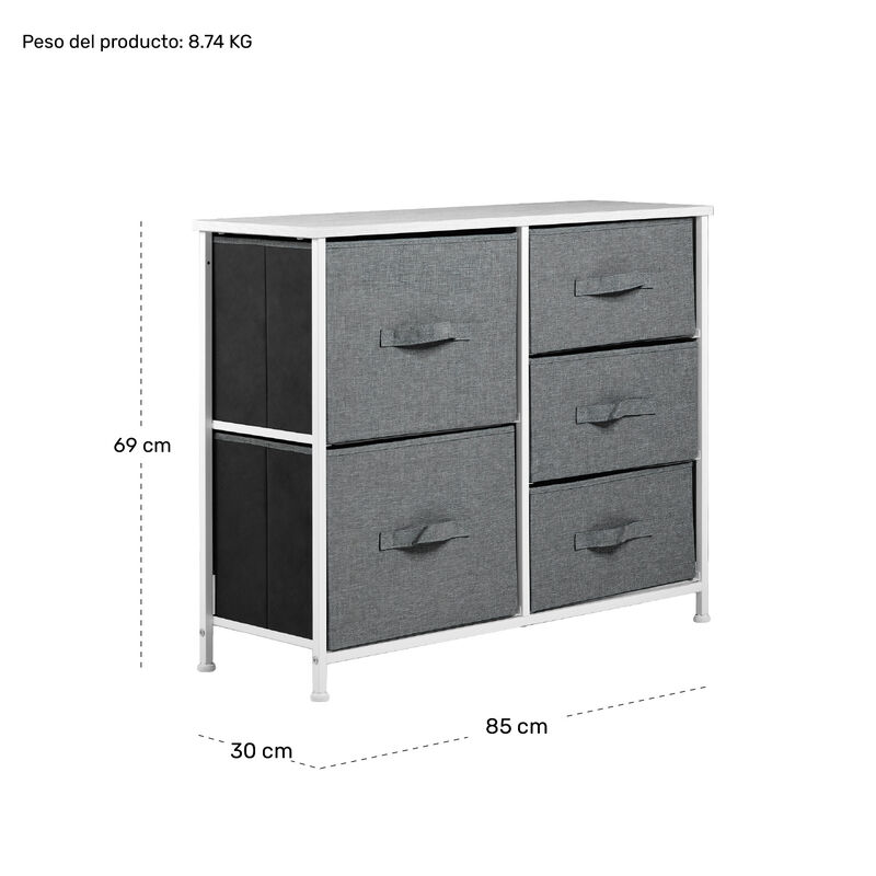 Mueble Cajonera Buro Organizador 5 Cajones Tela... image number null