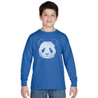 Camiseta De Manga Larga Word Art Para Ni&ntilde;o - Panda - Azul Rey