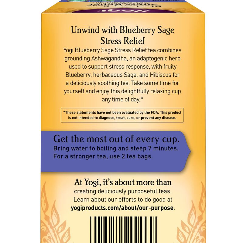 Tea Yogi Blueberry Sage Stress Relief 16 Bolsit... image number null