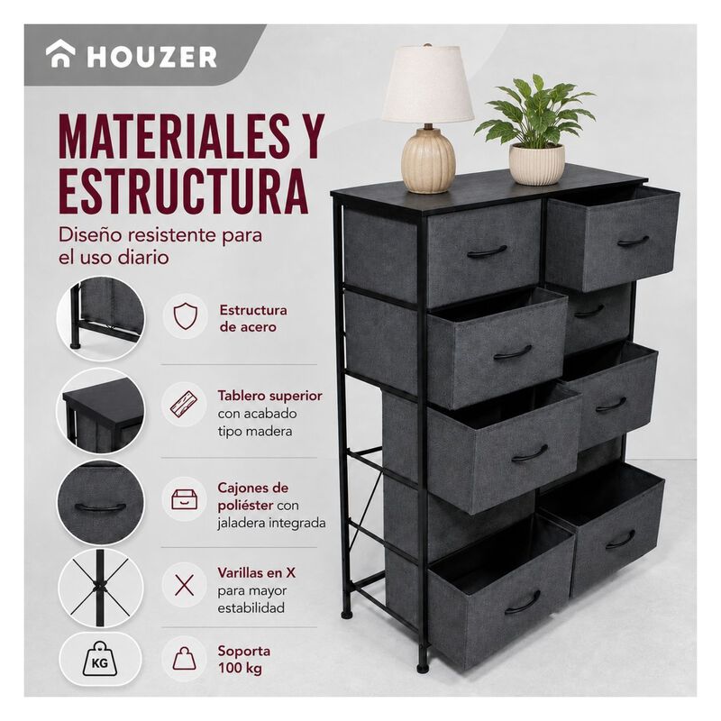Comoda 10 Cajones Estructura Acero Cajonera Org... image number null