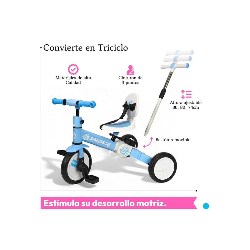 Triciclo Evolutivo 3 En 1 Plegable Con Toldo Uv... image number null