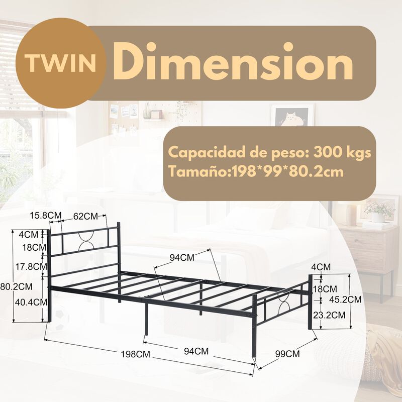 Cama Individual Metal Sane Color Negro image number null