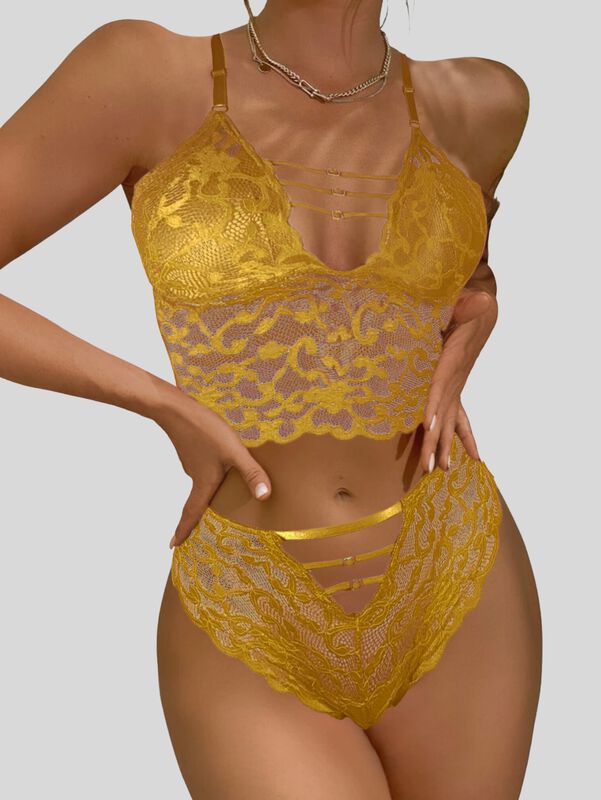 Set De 2 Conjunto Lencería Tanga Y Bralette con... image number null