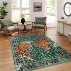Alfombra Moynesa Tiger, 160 X 230 Cm, Estilo Bohemio, Lavable, Verde