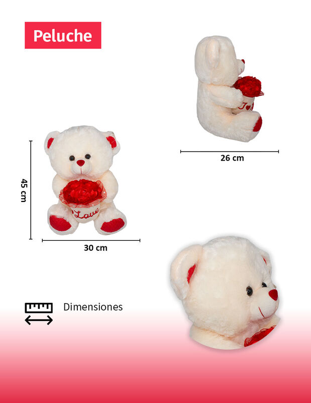 Oso De Peluche Ramo Flores Rojas I Love Regalo ... image number null