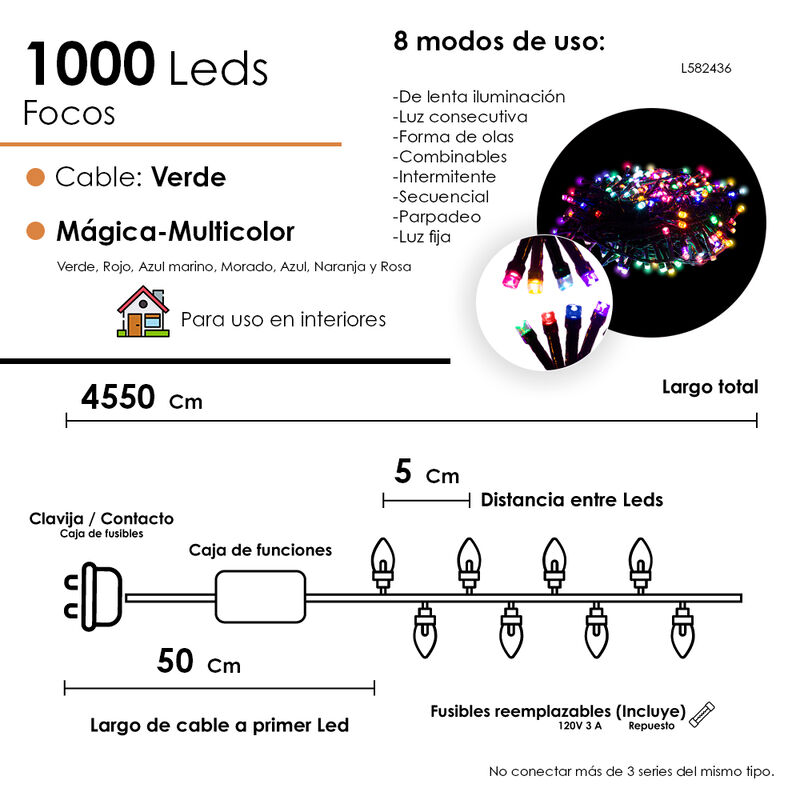 Serie Luces LED Multicolor 1000 focos cable Ver... image number null