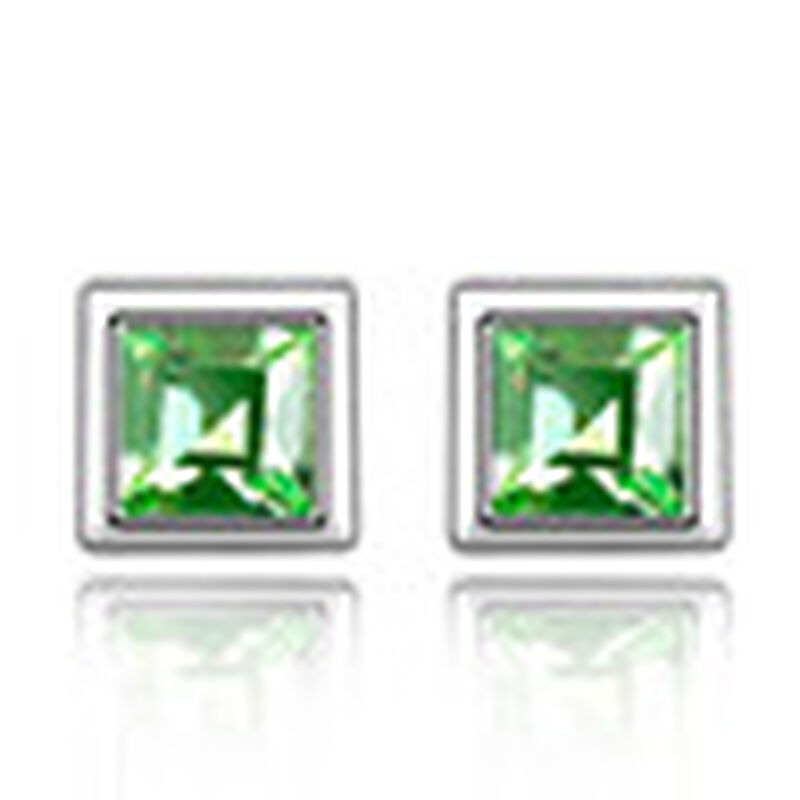 Aretes en Baño de Oro Blanco de 18K Cuadro con ... image number null