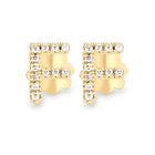 Broqueles De Oro Amarillo (Letra F) 14K Con 4Pts De Diamante