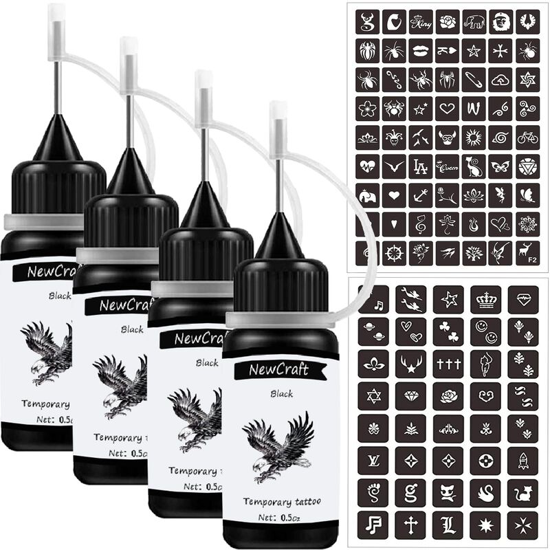 Kit De Tatuaje Temporal Newcraft Con 4 Tintas M... image number null