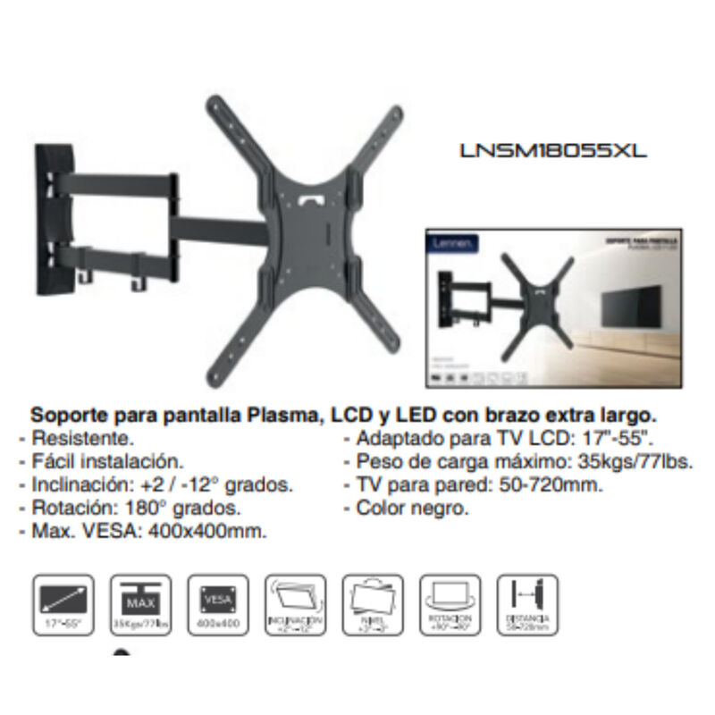 Soporte Articulado Tv LENNON TK-SM18055XL 17-55... image number null