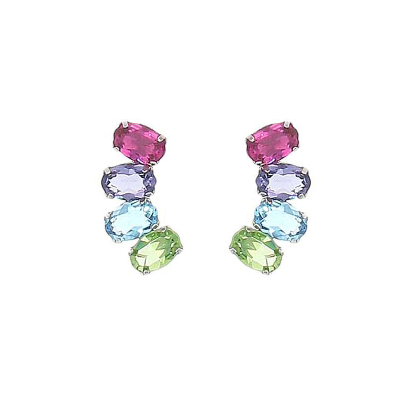 Aretes De Plata 925 Con Zirconias De Colores image number null