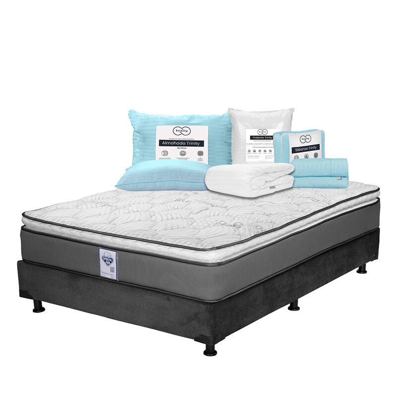 Colch&oacute;n Matrimonial Prestige + Box + Almohada T... image number null