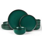 Juego De Vajilla De Gres De 12 Piezas Color Verde Oscuro