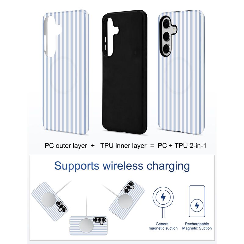 Funda Magn&eacute;tica Rayas Azules para Samsung Galax... image number null