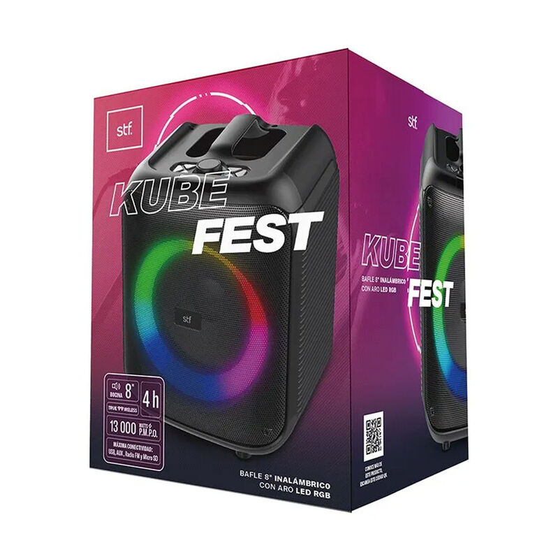 Stf Bocina Inal&aacute;mbrica Rgb Kube Fest Negro 8'' image number null