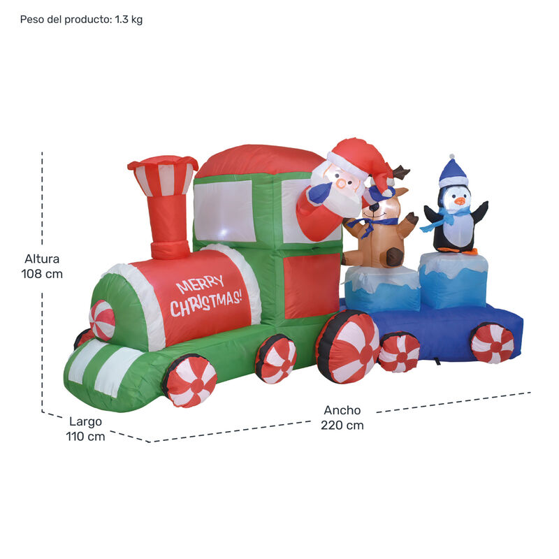 Inflable Navidad Tren Navide&ntilde;o 2.2m Exterior Lu... image number null