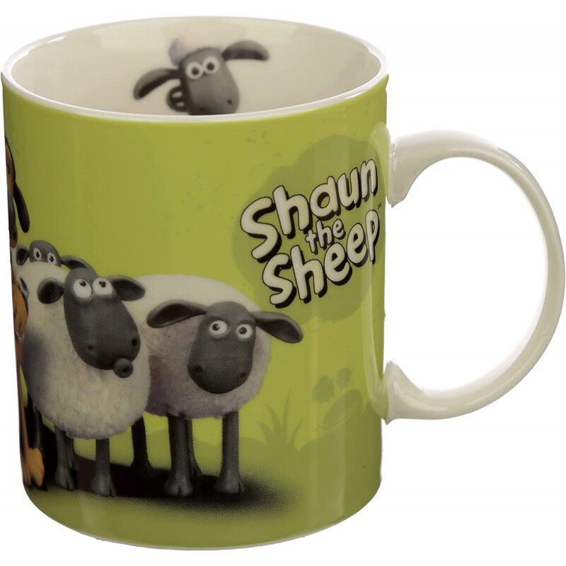 Taza La Oveja Shaun Reba&ntilde;o Sobre Fondo Verde Po... image number null