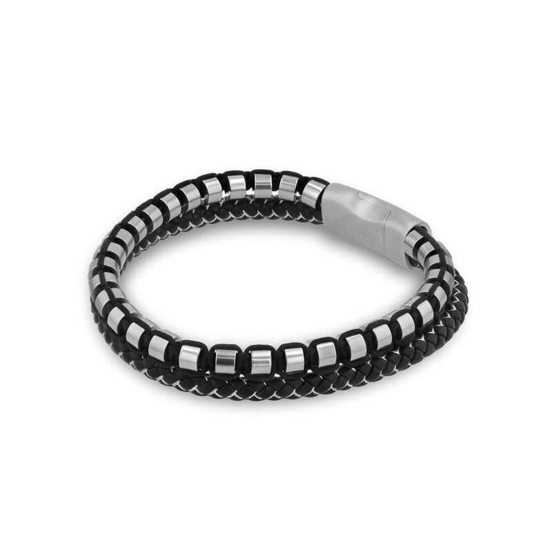 Pulsera De Acero Y Piel En Color Negro Para Cab... image number null